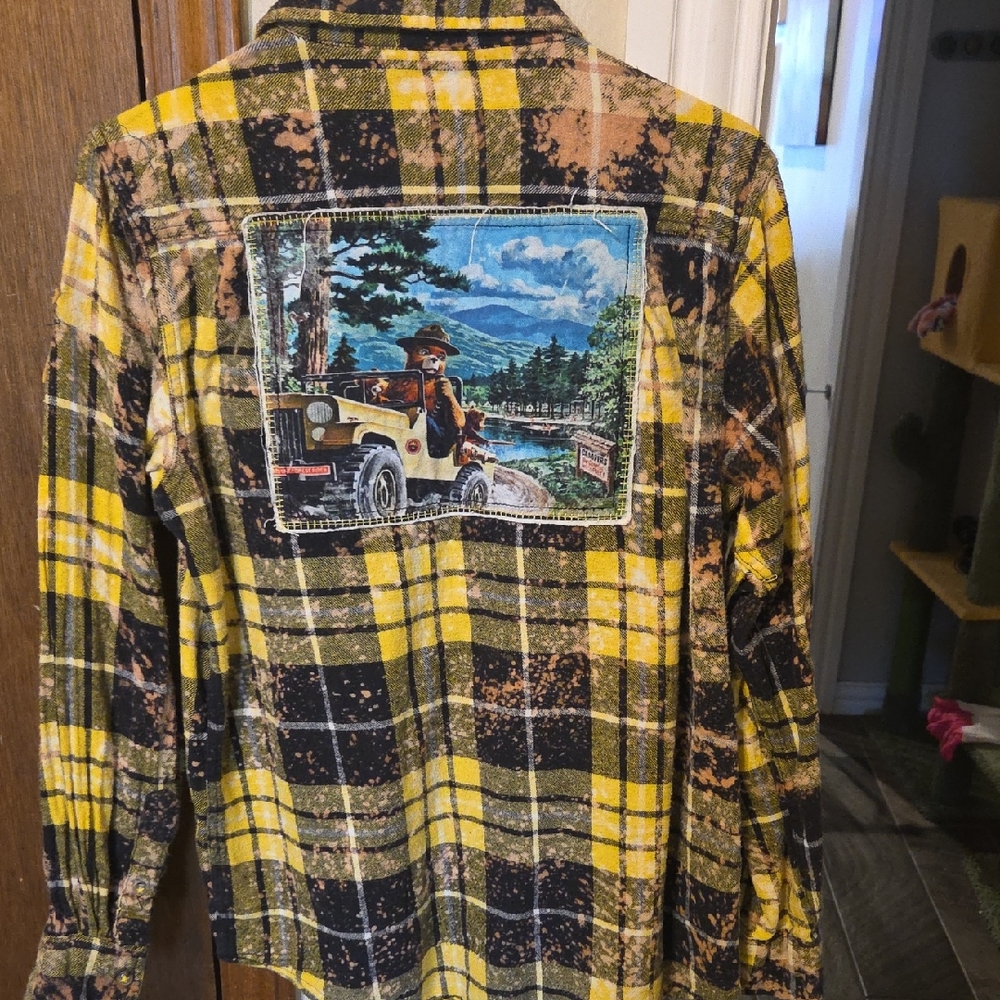 Angry Minnow ladies flannel Smokey The Bear
